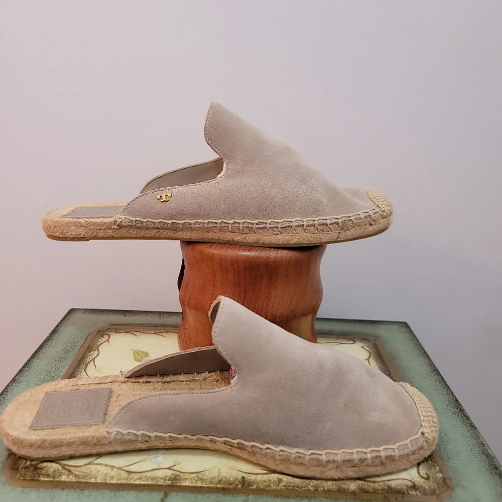 Tory Burch Light Tan Suede Espardrille Mule Size 7 - Picture 3 of 8